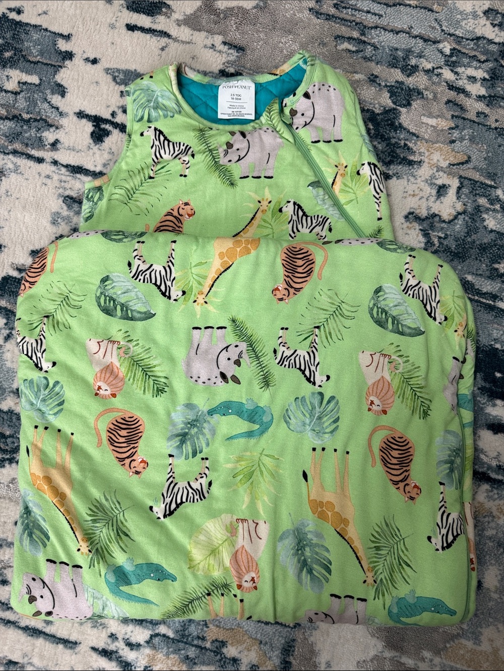 Posh Peanut Green Safari Animal Sleep Sack 2.5 Tog - 18/36 Month
